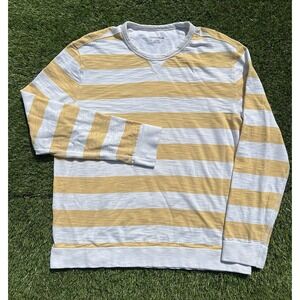 UNTUCKit Johnson Yellow & White Striped Long Sleeve Crewneck Sweatshirt Size L